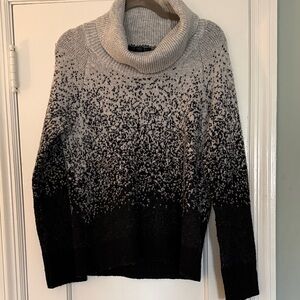 Tahari Turtleneck Ombre Knit Sweater - Black and Gray